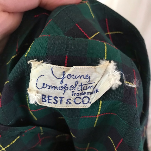 1940s 50s Young Comopolitan Plaid Green Dress XS - Picture 9 of 9